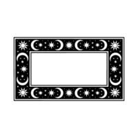 Celestial Frame Black White Boho with Moons, Stars Suns. vector