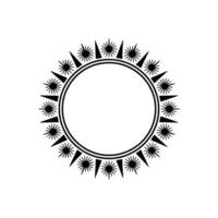 Black White Sunburst Circle Frame on Gray Background. vector