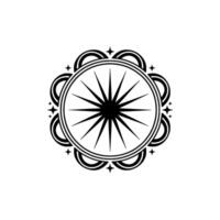 Abstract Starburst Mandala in Black White, Circular Element. vector