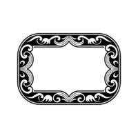 Elegant Black White Vintage Ornamented Frame, Decorative. vector