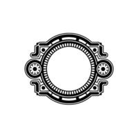 Steampunk Frame , Geometric Black and White Emblem, Minimalist Ornament. vector