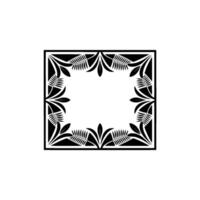 Elegant Botanical Frame Black White Floral , Empty Space. vector