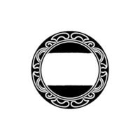 Elegant Black White Decorative Circle Frame with Gradient Center. vector