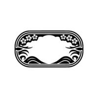 Elegant Japanese-Style Decorative Frame with Cherry Blossoms. vector