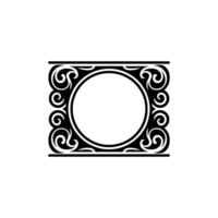 Ornate Black and White Frame , Circle in Square, Decorative Border. vector