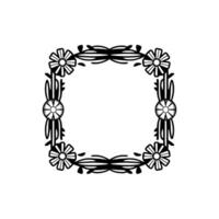 Floral Art Deco Frame with Shadow, Elegant Border. vector