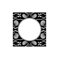 Elegant Black and White Seashell Frame - Minimalist Ocean. vector