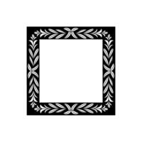 Elegant Black and White Leaf Frame on White, Minimalist Element. vector