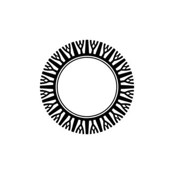 negro y blanco circular decorativo marco con árbol rama motivo. vector