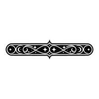 Elegant Ornate Black Border with Stars and Swirls on White Background. vector