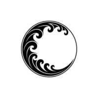 Elegant Black Circle Frame with Swirls on White Paper Texture. vector