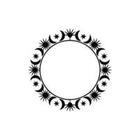 Celestial Circle Frame Moon, Star, and Space. vector