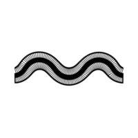 Minimalist Abstract Wavy Line , Black White Ornament. vector