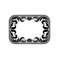 Elegant Black and White Floral Frame with Shell Accents. vector