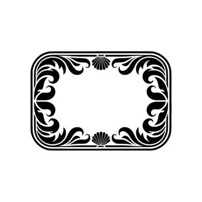 Elegant Black and White Floral Frame with Shell Accents.