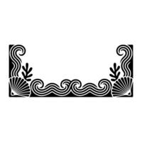 Black White Seashell Border with Swirls Decorative Elements. vector
