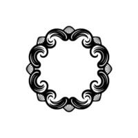 Elegant Black Swirl Frame on White Background, Circular Vintage Border. vector
