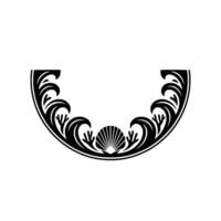Elegant Black White Sea Shell Ornament, Decorative Element. vector