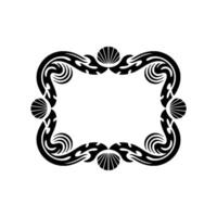 Decorative Black White Frame with Shells - Elegant Element. vector