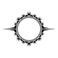 Elegant Black and White Circular Frame with Spikes. vector