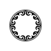 Elegant Circular Frame with Swirls, Black on White. vector