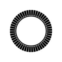 Abstract Black Circle Emblem with Glossy Texture on White Background. vector