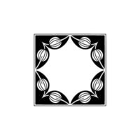 Art Deco Floral Frame Elegant Black and White Border. vector