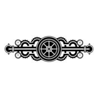 Steampunk Gear Mechanism Border Element, Illustration. vector