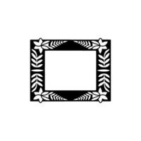 Decorative Black Frame with Floral and Leaf Motifs on White Background. vector
