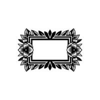 Floral Frame - Black and White Botanical for Invitations. vector