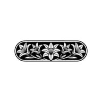 Black and White Lily Floral Border, Elegant Element. vector