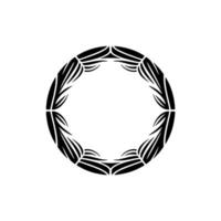 Minimalist Black Leaf Wreath on White Background - Decorative Element. vector
