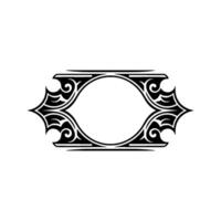Ornamental Black Frame on White Background, Minimalist. vector