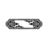 Ornamental Black White Frame with Floral Scroll Elements on Gray Background. vector