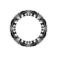 Elegant Black Floral Frame on White Background, Circular. vector