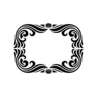 Elegant Black Swirl Frame on White Vintage Element. vector