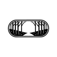 Minimalist Forest Pathway in a Capsule Shape. vector