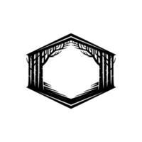 Hexagonal Forest Frame in Black White - Minimalist. vector