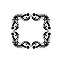 Art Nouveau Floral Frame, Black and White, Geometric. vector
