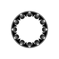 Elegant Black and White Shell Circle Frame. vector
