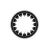 Abstract Black Circle with Spiked Border on White Background. vector