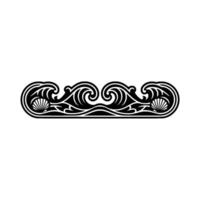 Art Nouveau Wave Shells Ornament - Black on White, Decorative Border. vector