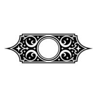 Ornate Black and White Decorative Element on White Background. vector