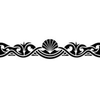 Elegant Black White Border with Seashell Motif. vector
