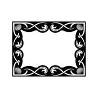 Elegant Black and White Frame with Seashells, Art Nouveau Style. vector
