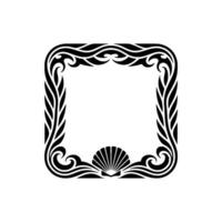 Decorative Frame with Seashell, Art Deco Style, Illustration. vector