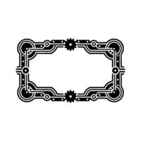 Steampunk Frame with Gears, Elegant Black and White. vector