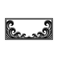 Ornate Wave Frame Black White for. vector
