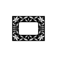 Floral Frame with Blank Space Black and White Botanical Illustration. vector