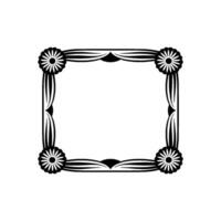 Elegant Floral Frame Silhouette Black and White Element. vector